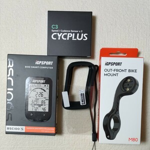 『iGPSPORT BSC100S サイコン』＋『M80 マウント』＋『CYCPLUS C3 スピード・ケイデンスセンサー(2個)』『保護フィルム』＋『カバー』 