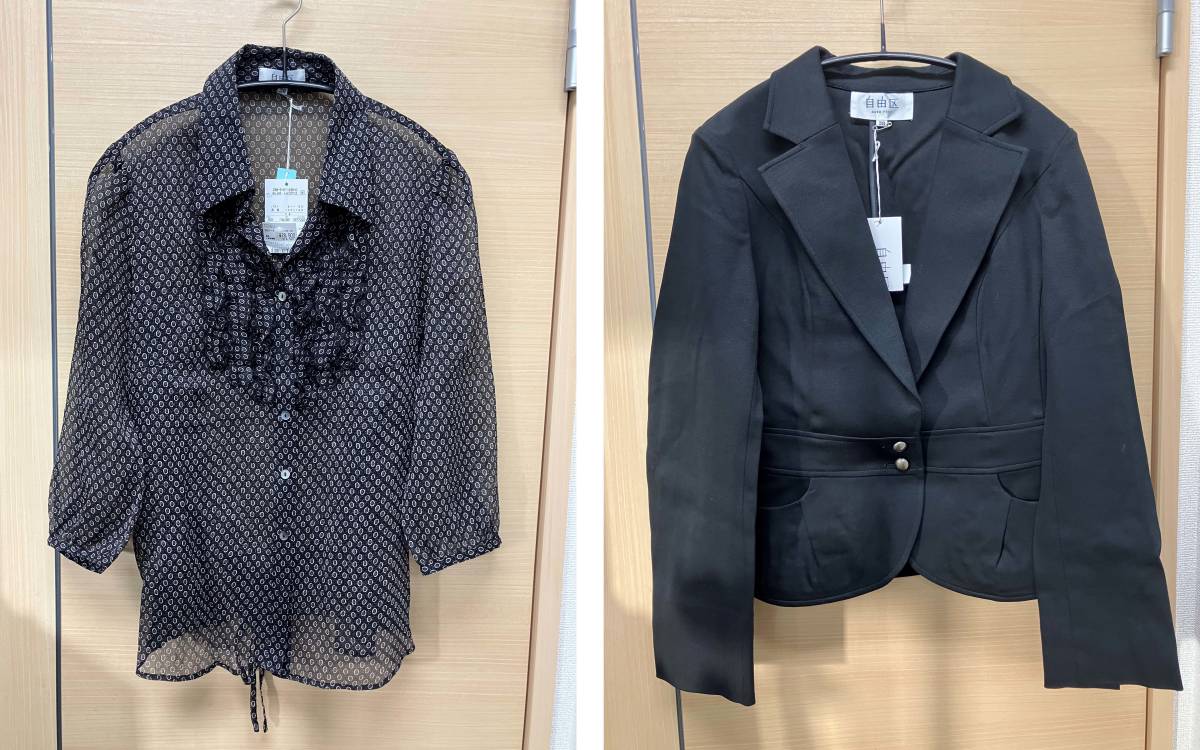 お値下げします★【自由区JIYU-KU ジャケット・ブラウスセット】ブラック/黒