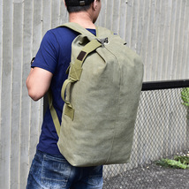 人気 新入荷 カーキ ミリタリー バッグ 帆布 リュック 濃緑 OD 大容量 33L ハイキング 遠足 キャンプ サック デイパック お色選択可_画像3