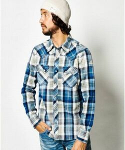 【TMT】インディゴネルチェックウエスタンシャツL 日本製 「INDIGO NEL CHECK WESTERN SHIRTS」 名作 限定 人気アイテム