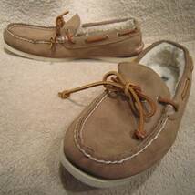 スペリートップサイダー　あったかデッキシューズ　薄茶スエード/白ボア　8　約26㎝　　　 　　SPERRY TOP SIDER　　wj2401a_画像1