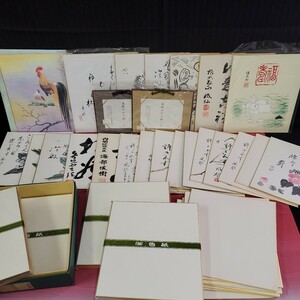 ★色紙絵 白色紙 まとめ売り 干支 水墨画 日本画 金縁白色紙 未使用色紙 飾り インテリア 絵 141-4