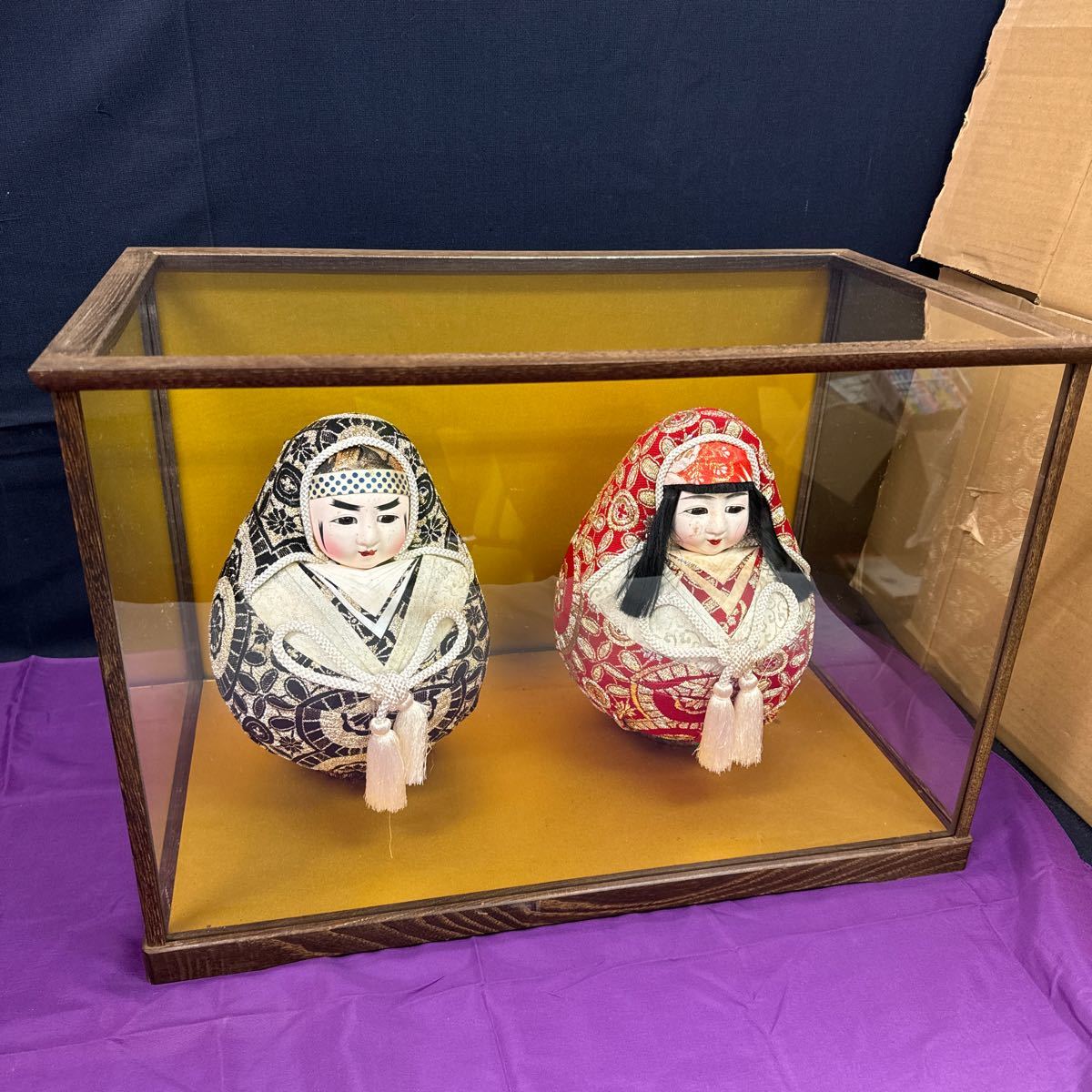 ◆二手日本娃娃雏娃娃达摩公主达摩系列玻璃盒含装饰品日式室内昭和复古 142-36, 玩具娃娃, 人物娃娃, 日本娃娃, 其他的