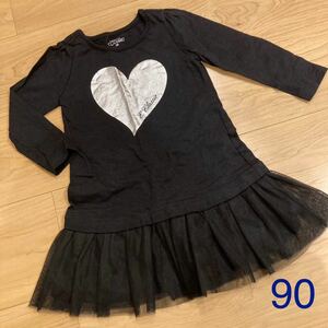 80 90 girl long sleeve One-piece black Heart silver chu-ru race 