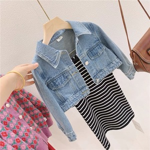  child clothes girl Denim jacket outer long sleeve child clothes Denim coat G Jean denim jacket ( size :120cm) H09