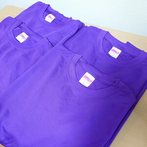 送料520円★4点セット☆ドライシルキータッチ☆メンズ半袖Tシャツ☆Lサイズ☆パープル