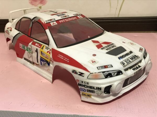 送料無料　1/8 京商 三菱 ランサー エボリューション エンジンカー ラジコンボディ KYOSHO MITSUBISHI LANCER EVOLUTION RALLY CAR 当時物