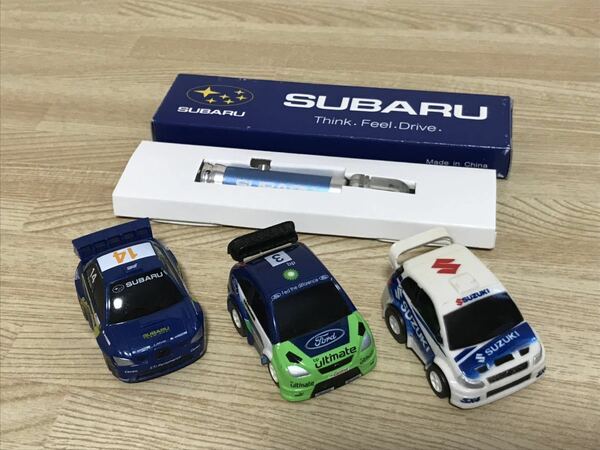 送料無料　スバル　LEDライトストラップ　インプレッサ スズキ SX4 フォード フォーカス ラリーカー ミニカーセット SUBARU IMPREZA SUZUKI