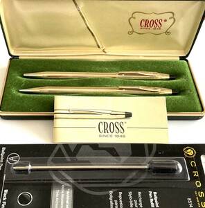 【超美品】CROSS クロス クラシックセンチュリー 10金張ボールペン ペンシル セット 黒純正リフィル付