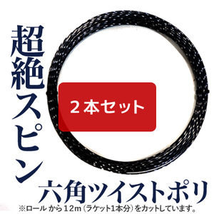 【12mカット品】ABC 超絶スピン 六角ツイスト ポリエステル130｜ブラック/1.30mm x２本セット