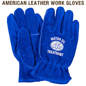  Work glove STP blue leather leather made industry for gloves one size garage DIY retro men's army hand west coastal area manner interior american miscellaneous goods 