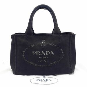 プラダ PRADA ハンドバッグ トートバッグ 鞄 カナパ ロコ 三角プレート 保存袋 チャコール系 黒 ブラック系 レディース 01-24010404-F