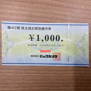 最新　ビックカメラ 　株主優待　お買い物優待券　　1000円