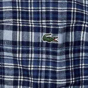 【未使用品】LACOSTE ラコステ 長袖 チェック BDシャツ ワンポイントロゴ刺繍 ブルー系 ボタンダウン サイズ4 ビエラ？の画像5