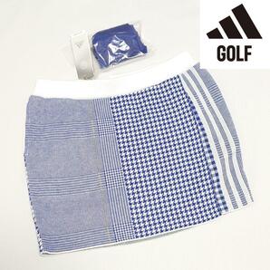 【新品タグ付き】アディダスゴルフ チェックパターンスカート L VICBLU