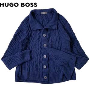 ほぼ未使用/Lサイズ相当/高級 カシミア●HUGO BOSS スタンドカラー ニットジャケット メンズ ビジネス ブルゾン カシミヤ ヒューゴボス