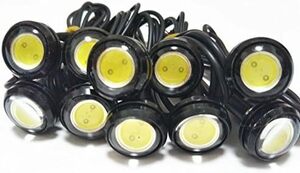 【残りわずか】 ホワイトブラックボディー デイライト LED 防水 イーグルアイ 大玉 23ｍｍ 10個セット 12V 埋め込み