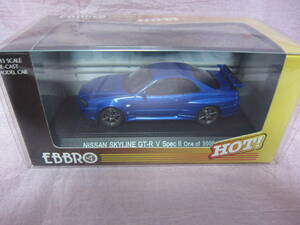  EBBRO 1/43 Nissan Skyline GT-R R34 V-spec II M.BLUE