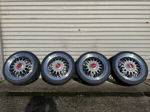 BBS RG 15インチ 6J +40 PCD100 PCD無加工、ホイールリペア済　タイヤホイール4本セット　センターキャップ破損無し