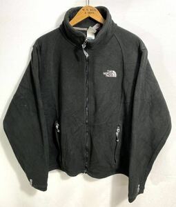 ■ 女性用 THE NORTH FACE ノースフェイス フルジップ フリース ジャケット 古着 サイズL ブラック アウトドア 刺繍ロゴ ■