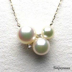 真珠屋さん 特選【花珠 ホワイトピンク】最高の色！6.5～4.5mm アコヤ真珠 D0.02ct K18 ネックレス 18金 伊勢志摩産ベビーパール 新品