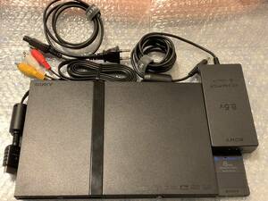 【中古】PlayStation2（PS2）/薄型（SCPH-70000）/すぐに遊べる本体 純正品セット・コントローラー・メモリーカード/円周傷対策品・整備品