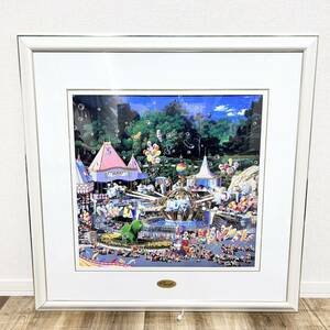 希少　ヒロ・ヤマガタ ディズニー ダンボ 複製画 シルクスクリーン 洋画家 版画家 山形博導 額 装工芸印刷　94