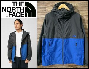 送無 美品 THE NORTH FACE ノースフェイス NP71530 17SS 軽量 ナイロン コンパクト ジャケット マウンテンパーカー アウトドア グレー 青 M