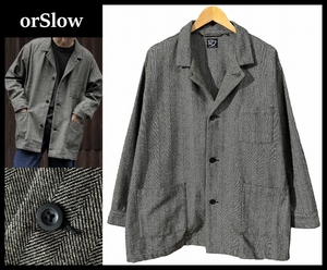 送無 使用感の少ない美品 orSlow オアスロウ WOOL HERRINGBONE ウール ヘリンボーン ツイル ルーズ フィット ジャケット カバーオール S 