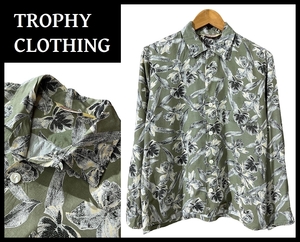 送無 美品 TROPHY CLOTHING トロフィークロージング 20ss Duke Hawaiian L/S デューク ハワイアン アロハ レーヨン 長袖 シャツ カーキ M