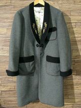 送無 SHOP 別注 限定 Black Weirdos ブラックウィドゥ CHINA SMOKING COAT 龍 鳳凰 和柄 刺繍 ウール チャイナ スモーキング コート グレー_画像2