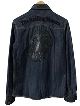 送無 極少生産 JACKROSE ジャックローズ The Rolling Stones ローリングストーンズ 羊革 切替 パッチ 刺繍 デニム ウエスタン シャツ M_画像3