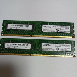 CRUCIAL PC3-12800U 16GB 8GB 2枚 DDR3 デスクトップ用メモリ 240ピン DDR3-1600 8GB DDR3 DESKTOP RAM 240ピン