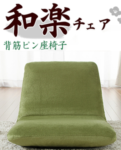 日本製 背筋ピン座椅子「S」テクノグリーン リクライニング コンパクト ソファや椅子に置いてもOK(沖縄、離島への配達不可)