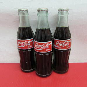 未開栓 レトロ コカ・コーラ Coca Cola ガラス瓶 190ml×3本 セット Coke インテリア コレクション 〈中身あり〉の画像2