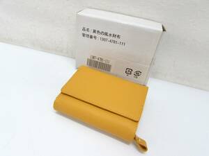  unused goods yellow color. feng shui purse three folding purse 12.5cm original leather better fortune feng shui luck with money 