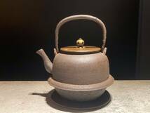 ■大西清右衛門作 鉄砲口　茶釜形　鉄瓶■時代煎茶_画像2