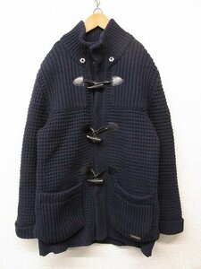 i3388：着用感あり*バーバリーブラックレーベル/BURBERRY BLACK LABEL ニットダッフルコート 3 ジャケット 紺ネイビー/メンズ