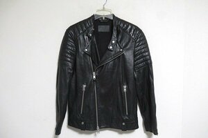 z11411:ALLSAINTS(オールセインツ）本革 ラムレザーダブルライダースジャケット/黒/XS