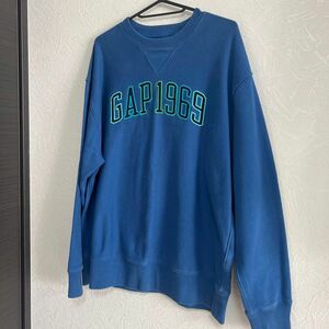 古着　OLD GAP 銀タグ　コットンスウェット　ブルー　メンズM ヴィンテージ トレーナー