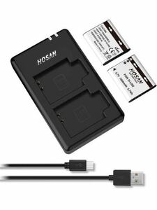 HOSAN D-LI92 純正互換 バッテリー 2個 + USB 急速充電器 対応機種 Pentax D-LI92