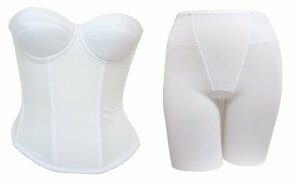 B75*L white wedding lingerie bustier & long girdle (2 point set ) new goods 