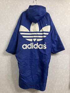 アディダス　ベンチコート　90s トレフォイル　adidas ジャージ　ナイロン 裏ボア デサント ヴィンテージ　サッカー　スポーツ　ビッグロゴ