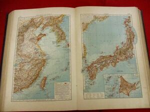 a059●1909年　世界地図帳　ウィーン刊　大型本　古地図 　日本地図　韓国　中国　洋書　和本 古書 古文書