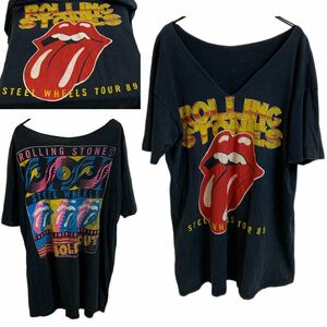 VINTAGE ヴィンテージ 80s ROLLING STONES ローリングストーンズ 1989s STEEL WHEELS TOUR 89 バンドツアーTシャツ BIGサイズ アーカイブ