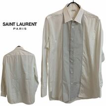 SAINT LAURENT PARIS サンローラン パリス MADE IN ITALY イタリア製 エディスリマン期 フロントストライプ切替 ドレスシャツ アーカイブ_画像1