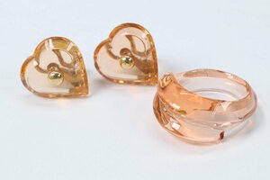 【2点】Baccarat バカラ クリスタルガラス 750 K18 イヤリング リング 指輪 アクセサリー 1693-A