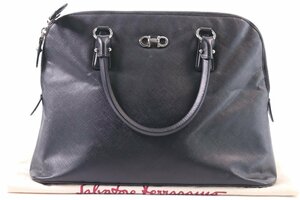 SalvatoreFerragamo サルヴァトーレ フェラガモ ガンチーニ シルバー金具 ハンドバッグ 手持ち 鞄 レザー ブラック 黒 レディース 1865-HA