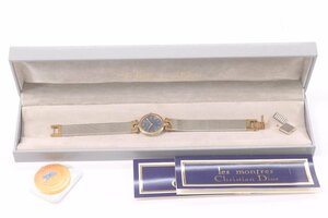 Christian Dior クリスチャンディオール 3025 クォーツ 青文字盤 レディース 腕時計 ケース付 1848-B