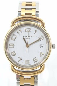 【ジャンク品】HERMES エルメス プルマン クォーツ デイト メンズ 腕時計 1284-N